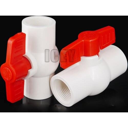 Thread Ends Water Control PVC Ball Valve Plastic Valve White Red DN15 DN20 DN25