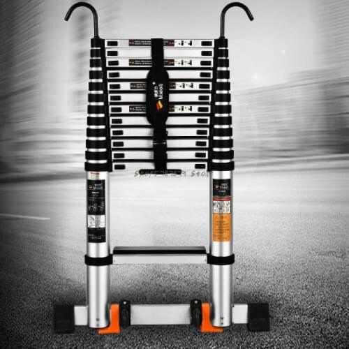 Telescopic ladder household folding ladder lifting stairs thickened escalator aluminum engineering ladder with hook