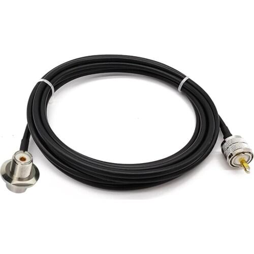 UHF PL259 Male to UHF SO239 Female Right Angle Bulkhead Mount RG58 Cable for Vehicle Car SUV Truck CB Radio Ham Radio 1-20M