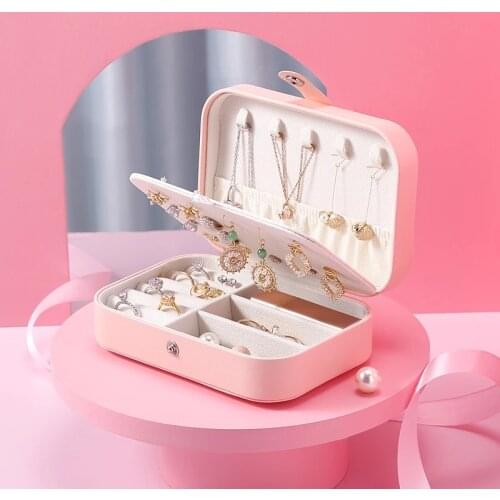 High Quality Jewelry Box Organizer Storage Leather Holder Earrings Ring Necklace Case Protable Jewel Packaging For Gift Display