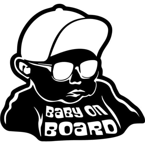 15.6X14.8CM Child Sunglasses BABY ON BOARD Funny Warning Car Sticker Bumper Window Vinyl Decal