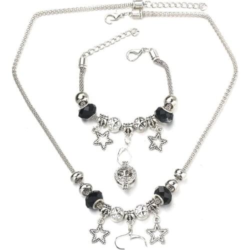 Bright Star Necklace Bracelet Set Fine Bead Hollow Chain Beaded Bracelet With Hooks DIY Making Pendant Jewelry