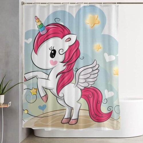 Unicorn 3D Print Nordic Style Shower Curtain Set Hook Home Decoration Bathroom Waterproof Customized Dropshipping Polyester
