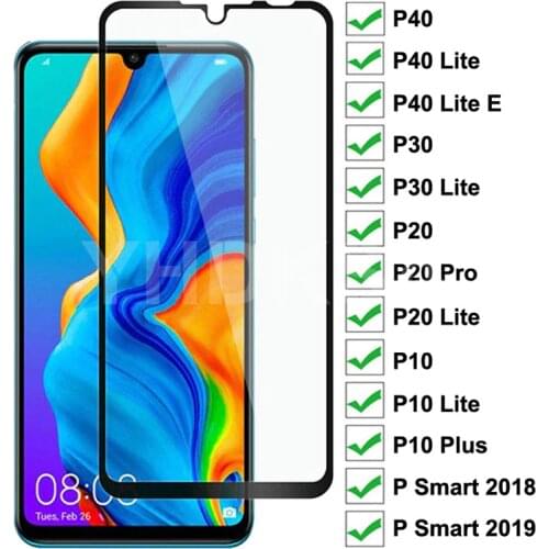 9D Protective Glass For Huawei P20 Pro P10 Lite Plus Screen Protector Glass P30 P40 Lite E P Smart 2019 Tempered Glass Film Case