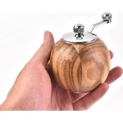 1PC Wood Salt Pepper Grinder Manual Salt Pepper Mill Spherical Shaker with Adjustable Ceramic Rotor Seasoning Mill OK 1153