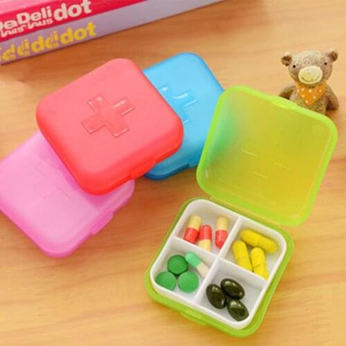 1PC 4 Grids Pill Box 4Colors Pill Medicine Box Holder Storage Organizer Travel Container Case Ring Earring Jewelry Box Splitter