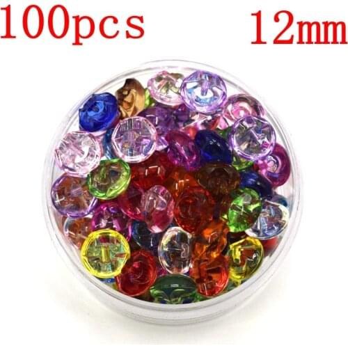 100pcs 12mm Multicolor optional Transparent Acrylic Buttons Apparel Sewing Accessories DIY crafts 194113