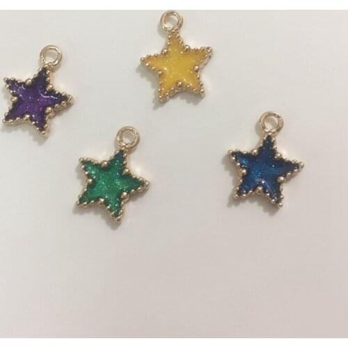 12*15MM 40Pcs KC Gold Mix Colors Star Shape Glazing Alloy Pendants Jewelry Charms