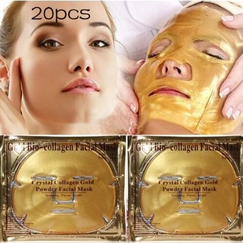 20pcs Whitening Facial Mask Skin Care Sheet Masks Gold Mask Anti Wrinkle Anti Aging Moisturizing Collagen Face Mask Promotional