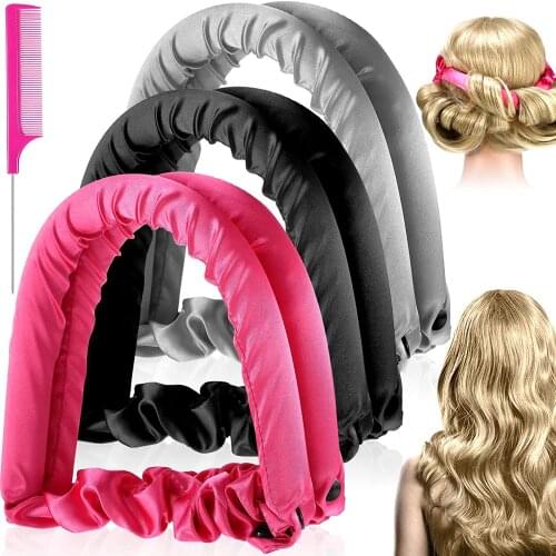 4 Pieces Heatless Curl Ribbon No Heat Styles Hair Curlers Styling Kit for Women Girls Long Hair Styling Tools