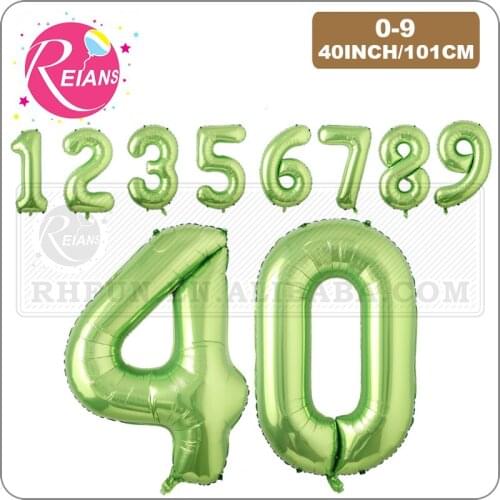 40 inch Large Green Foil Number 0-9 Helium Balloons Figures Ball Baby Shower Happy Birthday Party Wedding Decoration Supplies