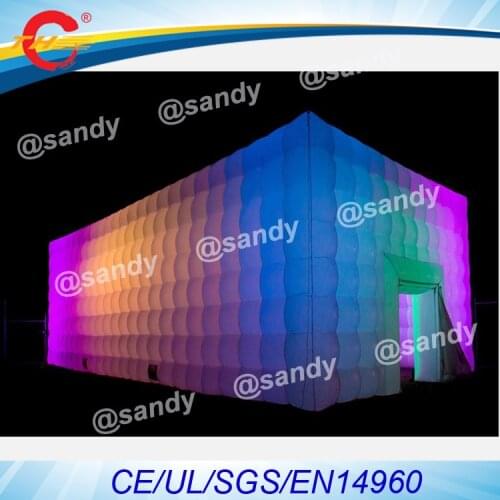 Free air ship to door,12x8x5mH giant outdoor cube tent/inflatable marquee booth with led light/inflatable event tent