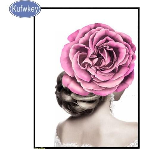 Large Minimalist Modern Diamond Embroidery rose girl,Diamond Painting,diy handmade Cross Stitch,3D,Diamond Mosaic,Bedroom decor