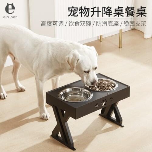 Big Dog Bowl Dog Food Bowl Double Bowl Large Dog Anti-overturning High-foot Drinking Water Large Pet Bowl Dog Supplies