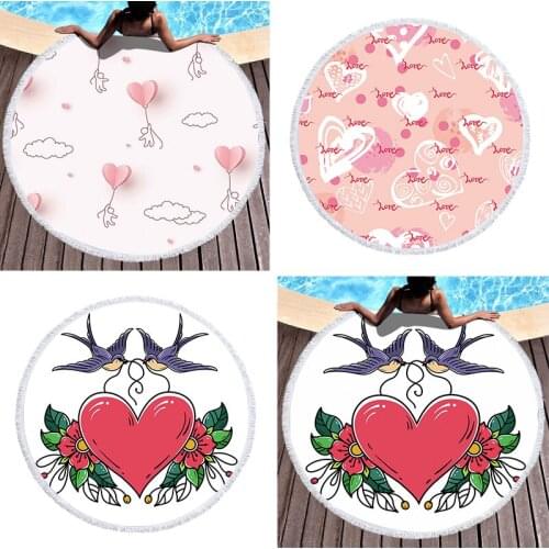 Love heart shape Beach towel large beach towels miraculous For home Bath towels Beach mat Large beach towel Towel beach Towels