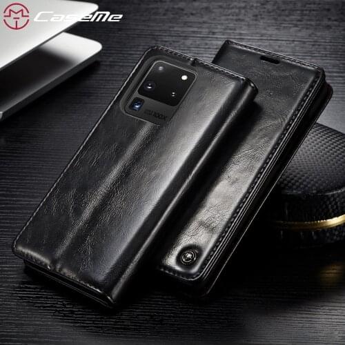 For Samsung Galaxy S20 Note 20 Ultra 5G S10 Wallet Case,CaseMe Luxury Smooth Retro PU Leather Card Slot Stand Phone Cases Cover