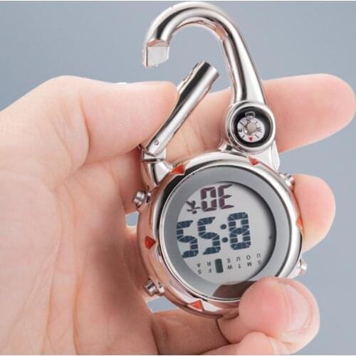 Digital Carabiner Watch Luminous Anti-scratch Precise Backpack Belt Pocket Clip on Watch for Outdoor