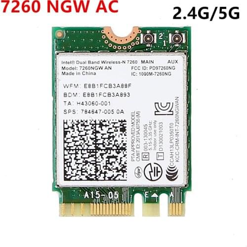 For Intel Dual band 7260 7260NGW Wireless-AC NGFF 2x2 802.11ac 867Mbps Wifi+Bluetooth BT 4.0 Wireless Wlan M.2 Card free shippin