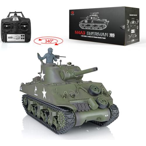 2.4G Heng Long 1/16 Scale 7.0 Plastic Version M4A3 Sherman RTR Radio-Controlled Tank Model 3898 TH17665-SMT4