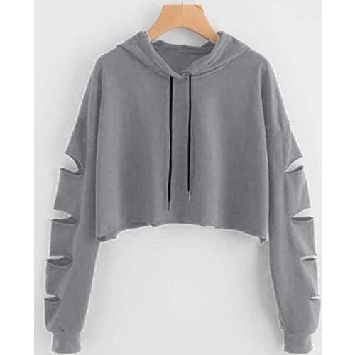 Harajuku Hoodies Womens Hoodie Sweatshirt Girl Cropped Pullover Hollow Hole Casual Sweatshirt Sweat Jacket Sudaderas Толстовка
