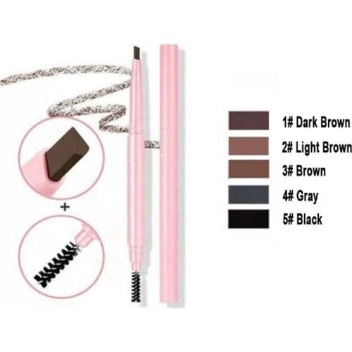 Custom Logo Natural Makeup Double Head Super Fine Eyebrow Pencil Waterproof Lasting Eyes Black Brown Make Rotatable Up Pen