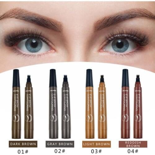 4pcs Eyebrow Pencil with a Micro-Fork Tip Applicator Waterproof Eyebrow Pen Liquid for Natural Looking Brows