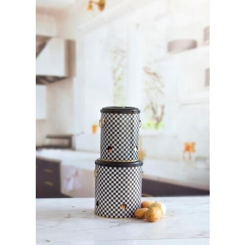 Potato Onion Storage Container 2'li Set Checkers