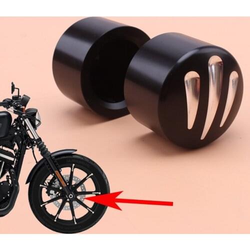 Motorcycle Front Axle Cover Nut Cover Bolt Black Aluminum For Harley Sportster XL883 1200 Dyna Softails Electra Glides