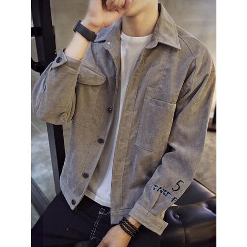 Men Corduroy Casual Safari Style Jacket Loose Retro Lapel Bomber Cargo Coat Lapel B66