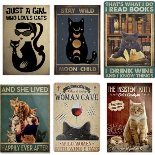Funny Cat Vintage Metal Sign Retro Tin Sign Retro Poster Prints Canvas Painting Room Wall Art Picture Home Decoration Cuadros