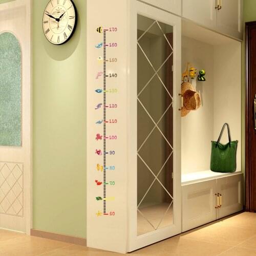 Height measurement wall stickers Underwater animal pattern childrens growth chart childrens bedroom cartoon mural art decal