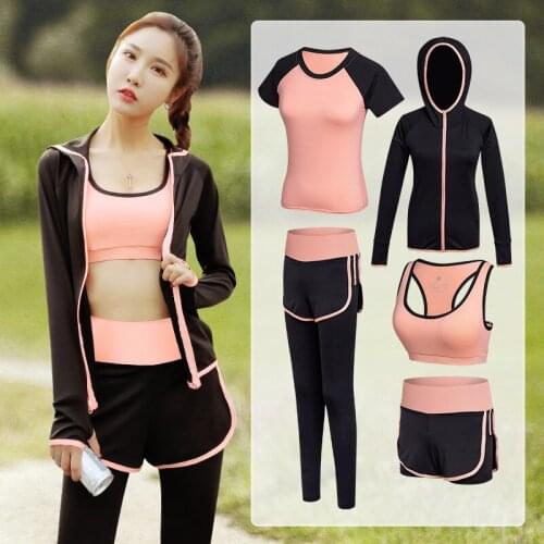 New Yoga Clothes Gym Running Suit Yoga Leisure Fitness Set Women Loose Short Sleeve Shirts And Yoga Pants Running Fitness Set
