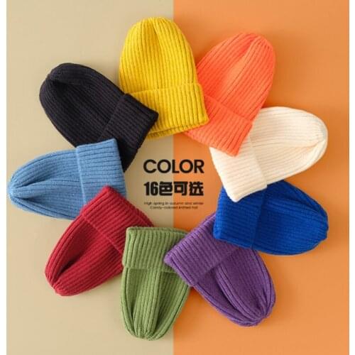 New candy color winter hat ladies knitted hat warm and soft fashion hat style wool beanie elegant versatile hat 16 colors