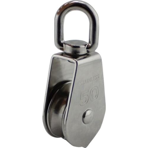 M50 Stainless Steel Single Wheel Swivel Pulley Block 400kg (Silver)