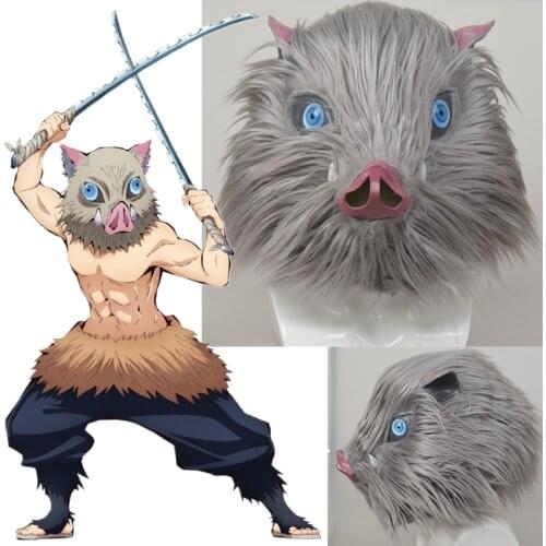 Demon Slayer Kimetsu no Yaiba Inosuke Hashibira Cosplay Latex Mask Helmet Masks Halloween Masquerade Party Carnival Costume