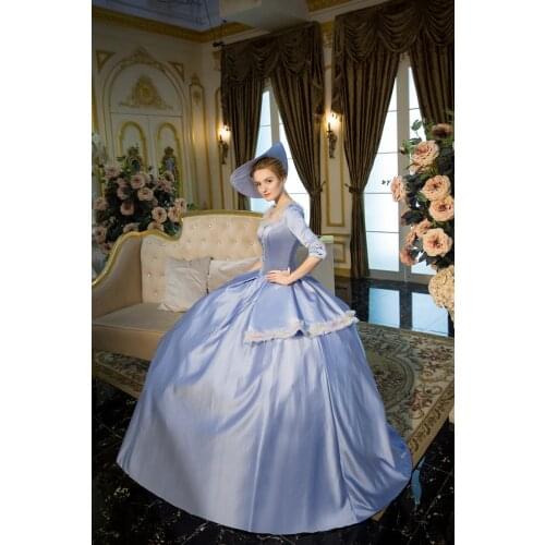 Luxury medieval dress with hat Renaissance lace Gown queen costume Victorian /Marie Antoinette/civil war/Colonial Belle Ball