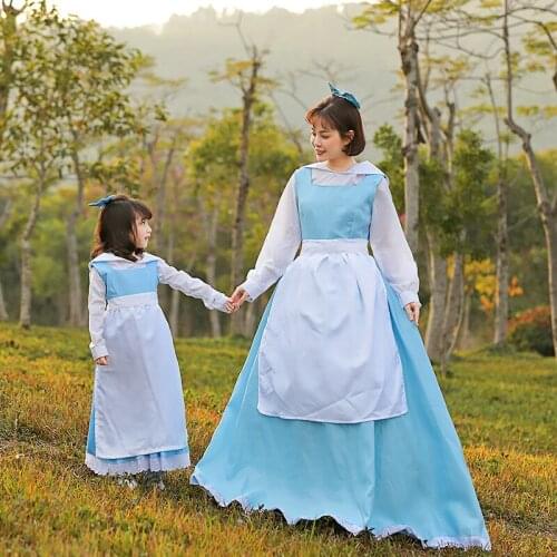 Sky Blue Fairy Tale Parent-child Servant Skirt Halloween Stage Performances Cute Garden Dress Halloween