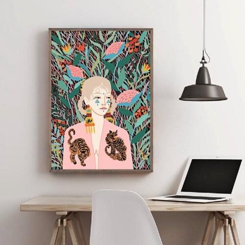 Modern Canvas Art Painting Women Flower Nordic Fashion Posters Prints Scandinavian Style Wall Picture For Living Room