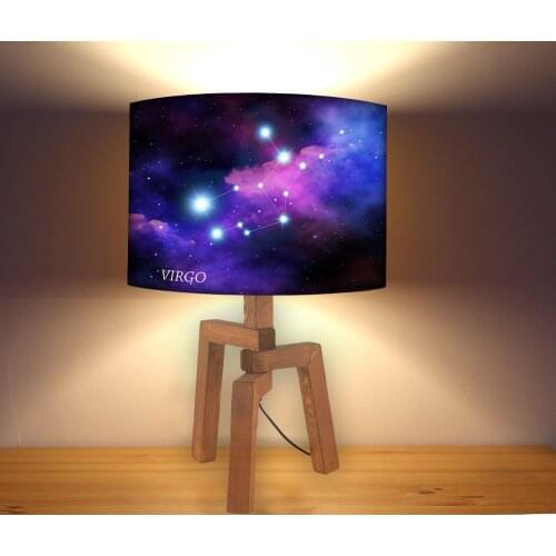 Virgo Zodiac Star Pattern Lampshade Modern Bedside Lamp, Night light