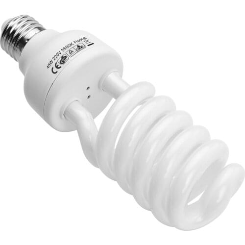 Spiral Fluorescent Light Bulb 45W 5500K Daylight E27 Socket Energy Saving for Studio Photography Video Lighting 110V/120V