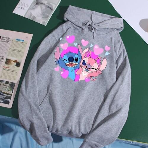 Cartoon Disney Graphic Hoodies Lilo Stitch Sweatshirts Kawaii Anime Printed Mens Clothes Casual Fashion Tops Mens Vintage Hoodie