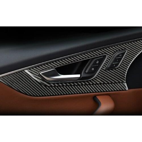 Carbon Fiber For Audi Q7 S LHD RHD Interior Door Handles Door Bowl Decorative Cover Trim Car Styling Sticker Auto Accessories