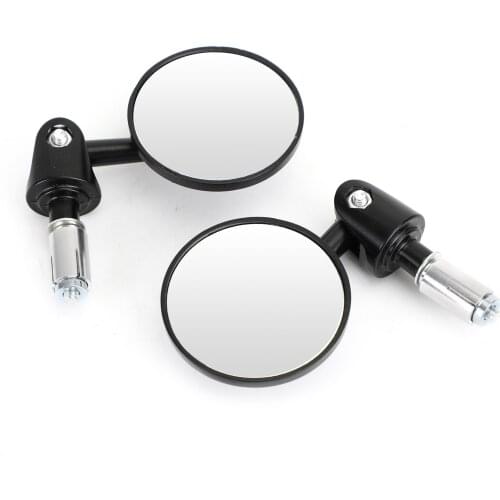 Areyourshop Universal Adjustable 7/8" 22mm Bar End Mirrors Black 73mm CONVEX Mirror 16-18mm I.D Motorcycle Accessories Parts