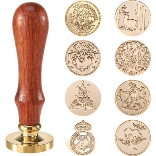 Vintage DIY Plant Seal Stamp Handcraft Sealing Wax Mental Sealing Handmade Fire Painting Stamp for Scrapbooking Diary