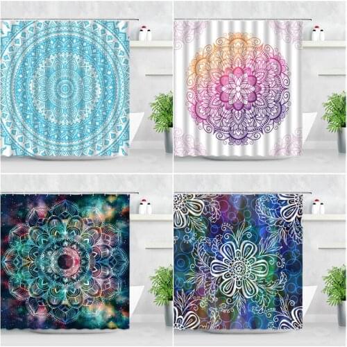 Indian Mandala Flower Shower Curtains Waterproof Bathroom Curtain Set Geometric Bohemia Starry Sky Fashion Pattern Bathtub Decor
