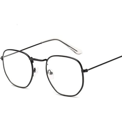 New Fashion Women Glasses Frame Men Black Eyeglasses Frame Vintage Polygon Clear Lens Glasses Optical Spectacle Frame