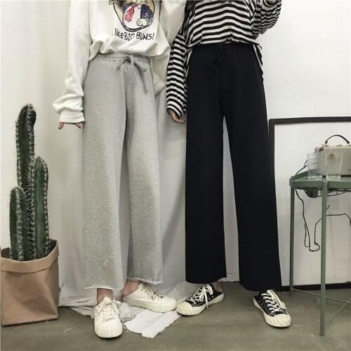Cotton wide leg pants women 2019 ins winter Breathable plus size harajuku gothic trousers female palazzo pants capri Culottes