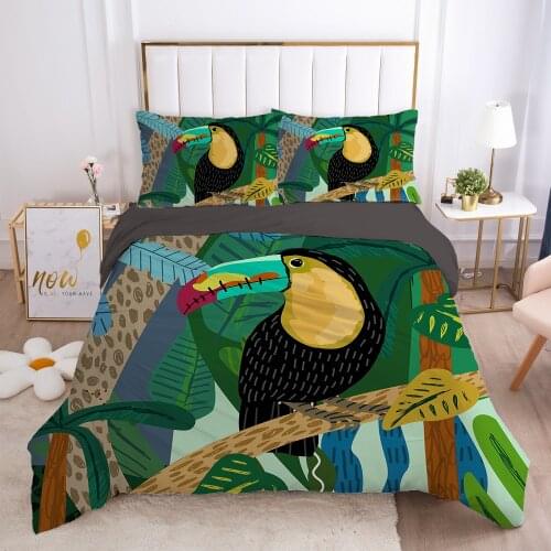 2/3pcs Duvet cover set pillow case Bedding set Queen King Euro Bed linens 220x240 140x200 240x260 Bed set nordic Color parrot