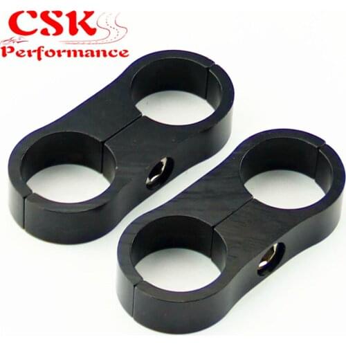 2pcs AN12 24mm Braided Hose Separator Clamp Fitting Adapter Bracket Black/Blue/Silver