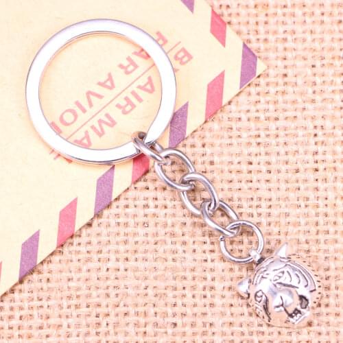 20pcs New Fashion Keychain 18x13mm tiger head Pendants DIY Men Jewelry Car Key Chain Ring Holder Souvenir For Gift